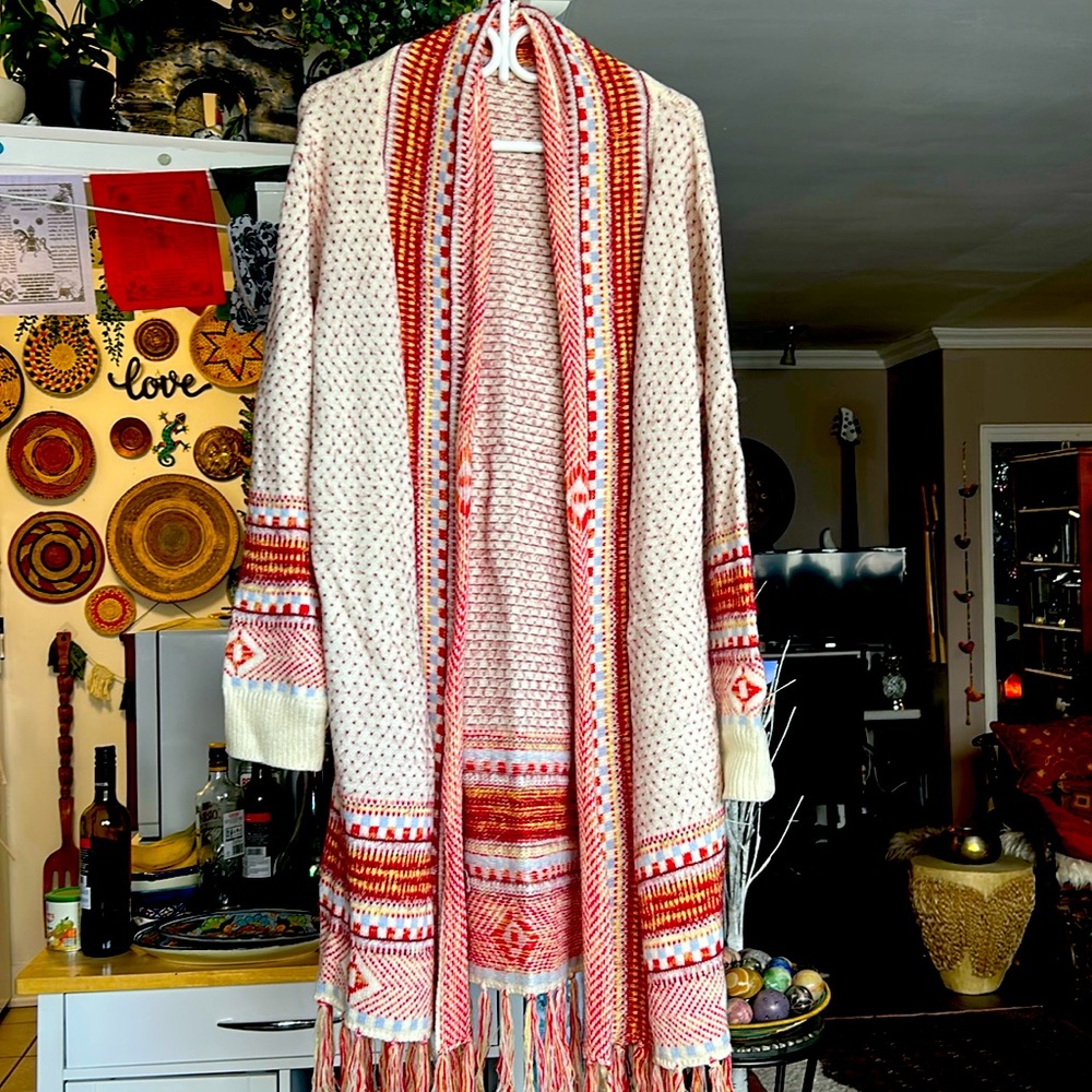 Boho long tasseled cardigan